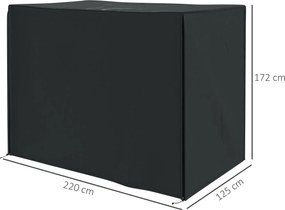 Outsunny Wodoodporny Pokrowiec na Huśtawkę Ogrodową z Poliestru, 220x125x172cm, Czarny, Ochrona przed Deszczem | Aosom PL