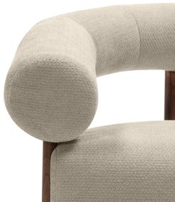 Beżowy designerski fotel KOKEI ALIA, dekor orzech