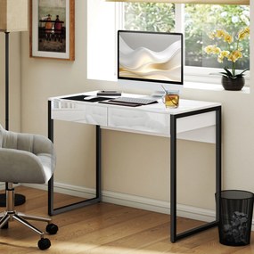HOMCOM Biurko 100 x 50 cm, stół komputerowy, biurko z 2 szufladami, do małych pomieszczeń, Czarny | Aosom PL