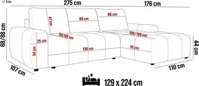 Narożnik MAILO system DL z pojemnikiem i funkcją spania w tkaninie SOLAR 96 WERSAL