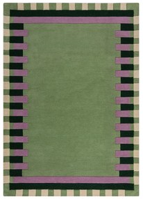 Zielono-fioletowy wełniany dywan tkany ręcznie 120x170 cm Kai Wool Border – Flair Rugs
