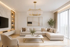 Florida 80 żyrandol kryształowy glamour złoty do dużego salonu 80 cm