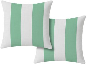 Zestaw 2 sztuk dekoracyjnych poszewek na poduszki STRIPES 45x45 cm, biało-zielona