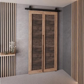 Drzwi Przesuwne QUDIO M1 Dąb Craft Złoty + Jesion Ciemny 80