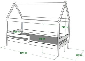 Zielone łóżko dziecięce typu domek - Petit 3X 180x80 cm