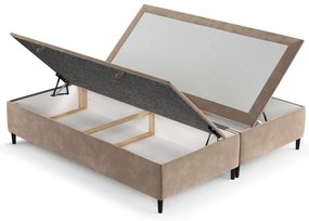 Beżowe tapicerowane łóżko dwuosobowe ze schowkiem 200x200 cm Tate – Maison de Rêve