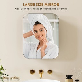 HOMCOM Szafka Łazienkowa z Lustrem, Regulowane Półki, 40,2 x 10,2 x 50,9 cm, Czarna | Aosom PL