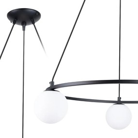 Biało-czarna lampa wisząca ze szklanym kloszem Umerta – Sollux