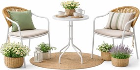 Biały komplet 2 krzesła i stolik kawowy do ogrodu N1-G04
