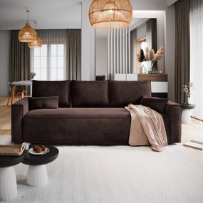 Masseno Sofa ALATRI z funkcją spania i pojemnikiem na pościel, Rozkładana sofa - Brązowy, MONOLITH 29