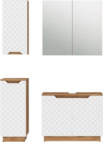 Zestaw mebli łazienkowych dąb/biały ze strukturą płytek 79.6x32x62.1 lotta