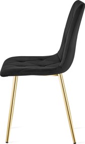 Czarne krzesło do kuchni LIBRA aksamitne ze złotymi nogami