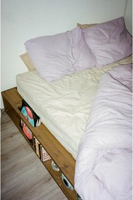 Brązowe łóżko dwuosobowe z drewna sosnowego ze stelażem 160x200 cm Ziggy – Karup Design