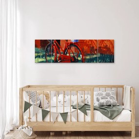 Obraz czerwonego koła, malowanie akrylowe (170x50 cm)