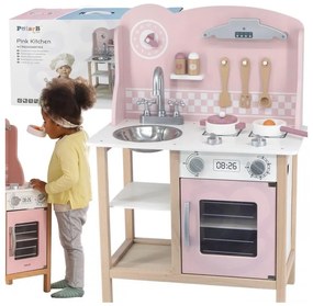 Viga polarb drewniana kuchnia z akcesoriami silver - pink