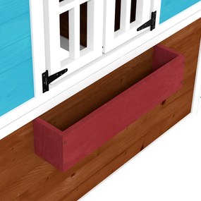 Outsunny Domek zabaw dla dzieci, Drewniany domek ogrodowy z oknami, doniczkami, na zewnątrz, 3-8 lat, Niebieski