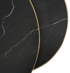 Zestaw Stolików Kawowych ARON 70 cm/50 cm Czarny Marmur Glamour