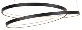 Designerska lampa wisząca czarna 55 cm z wbudowanym ściemnianym LED - RowanDesignerski Oswietlenie wewnetrzne