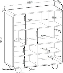 Kaszmirowy nowoczesny regał witryna z szafką R7-A21