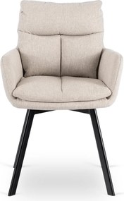 Krzesło Tapicerowane Obrotowe do Salonu CORTADO Beżowe Nowoczesne