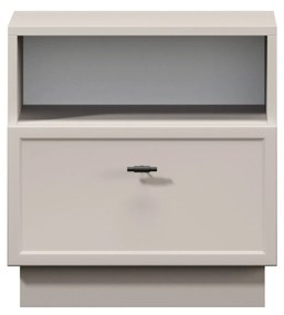 Szafka nocna Lorini z szufladą 45 cm - kaszmir / czarny uchwyt T-bar
