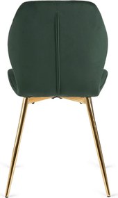 Zestaw Stół Okrągły BALI 100 cm Biały Marmur/Złoty i 4 Krzesła Tapicerowane LUCKY Zielone Glamour