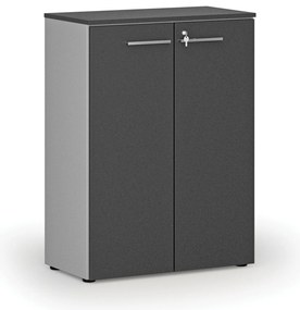 Szafa biurowa z drzwiami PRIMO GRAY, 800 x 420 x 1087 mm, szary/grafit