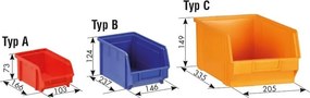 Regał z plastikowymi pojemnikami BASIC - 800 x 400 x 920 mm, 32x A, 4x C