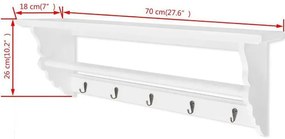 Biały barokowy wieszak ścienny z półką K4-Z99