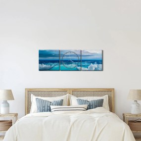 Obraz - Fale morskie (z zegarem) (90x30 cm)