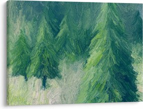 Obraz - Malowane drzewa iglaste (70x50 cm)