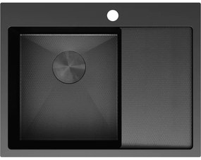 Mexen Exar zlewozmywak stalowy 1-komorowy z ociekaczem lewy 620 x 480 mm, czarny HC - 6431621005L-70HC