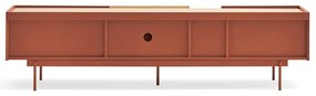 Ceglasto-naturalna szafka pod TV w dekorze dębu 180x45 cm Otto – Teulat