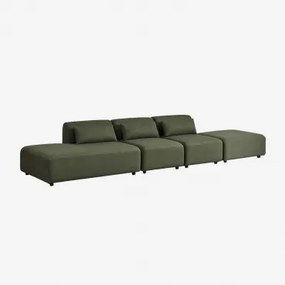3-częściowa Sofa Modułowa Z Lewym Szezlongiem I Pufem Fogler Tkanina Baranek Boucle Żółty Curri - Sklum