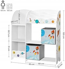 Biało kolorowy regał na zabawki i książki W1-S70