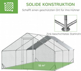 PawHut PewHut XXL kurnik zewnętrzny z kloszem stalowym 3 x 6 x 2 m