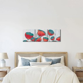 Obraz - Maki - nafta (z zegarem) (90x30 cm)