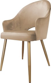 Krzesło Velvet tkanina Welur noga metalowa : Kolor nogi - Złota stożek, Kolor tkaniny - VELVET - MG06, Typ siedziska - Siedzisko stałe