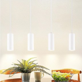 NETTLIFE Lampa wisząca drewno metal średnica 60cm GU10 biała 4 żarówki lampa wisząca Vintage lampa do przedpokoju do jadalni kuchnia kawiarnia salon sypialnia