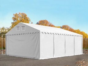 TOOLPORT 6x8m Namiot magazynowy - 2,6 m wysokość ścian bocznych, PVC 800, biały, bez statyki - (7693bl)