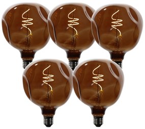 Zestaw 5 ściemnialnych żarówek LED E27 T125 brązowe 4W 120 lm 1800K