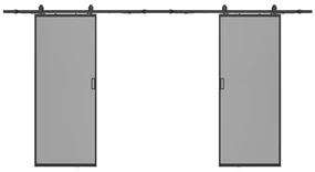 Drzwi przesuwne podwójne z naściennym systemem przesuwnym – aluminium i szkło hartowane przydymione – 2 x wys. 205 x dł. 63 cm– LINCI II