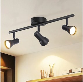 NETTLIFE lampa sufitowa 3-punktowa, nowoczesny design, czarna, metalowa, trzonek GU10