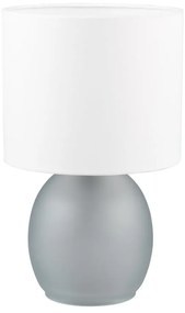 Lampa stołowa w biało-srebrnym kolorze z tekstylnym kloszem (wys. 29 cm) Vela – Trio
