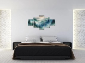 Obraz - Leśny krajobraz z mgłą (125x70 cm)