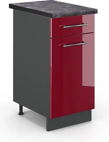 Szafka dolna do kuchni bordowa czerwień wysoki połysk 40x60x82 fame-line