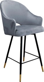 Hoker Velvet krzesło barowe tkanina Welur podstawa metalowa : Kolor nogi - Czano-złota stożek, Kolor tkaniny - VELVET - BL14, Typ siedziska - Siedzisko stałe