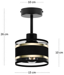 Lampa sufitowa czarna jednopunktowy spot z czarnym abażurem T-1010SC-S
