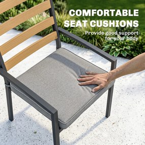 Outsunny 7-cz. komplet mebli ogrodowych, zestaw z 1 stołem i 6 krzesłami, poduszki, na taras, drewno naturalne | Aosom PL