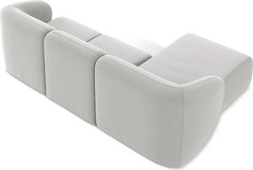 Jasnoszary aksamitny narożnik (lewostronny/z szezlongiem) Lani – Makamii